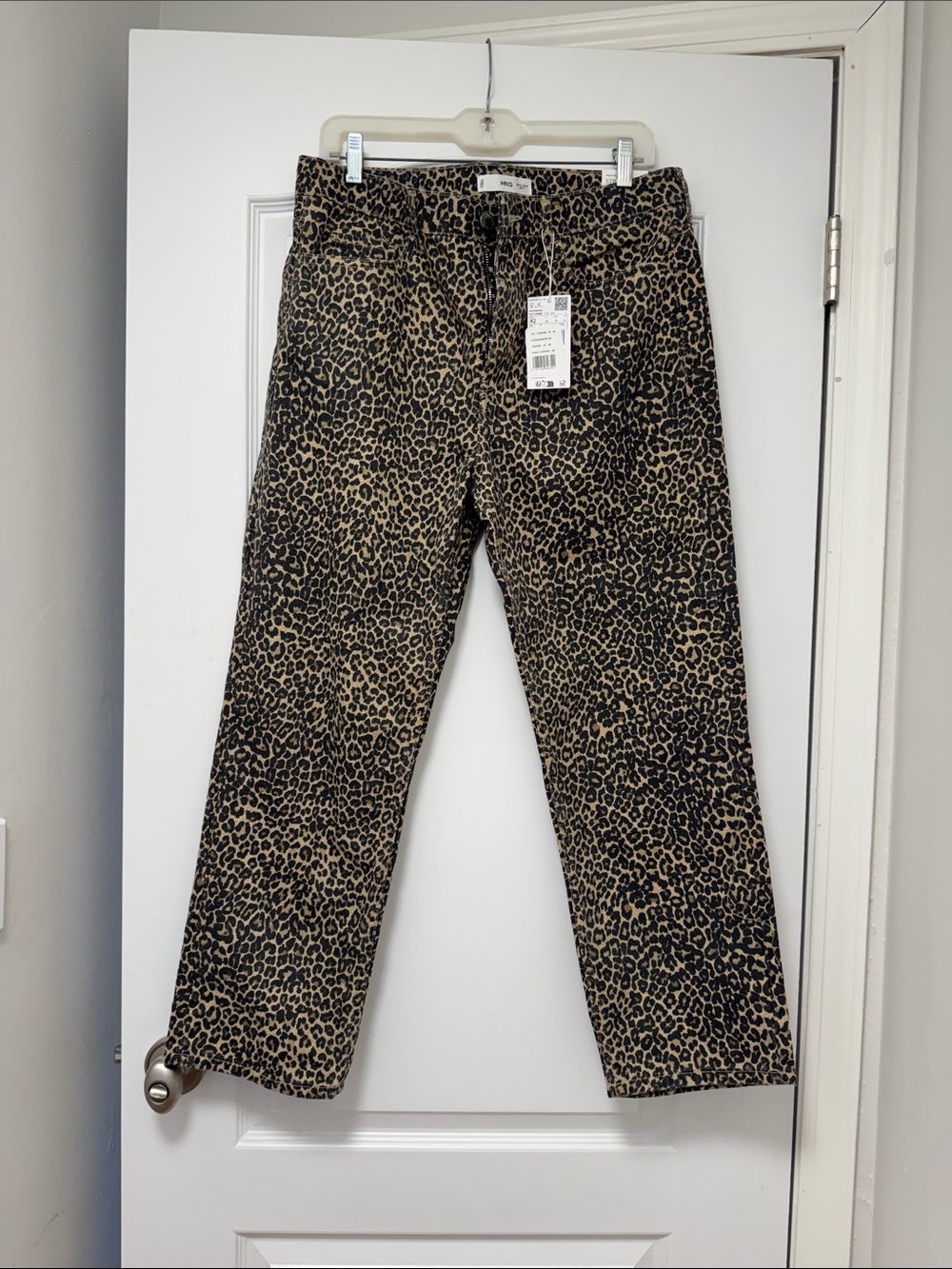 Mango Leopard Print Straight Leg Jeans - Black and Brown